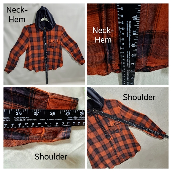 NOBO Vtg Y2K Women Med Pumpkin Plaid Hoodie Long Sleeve Button Front Fall Shirt - Picture 10 of 11